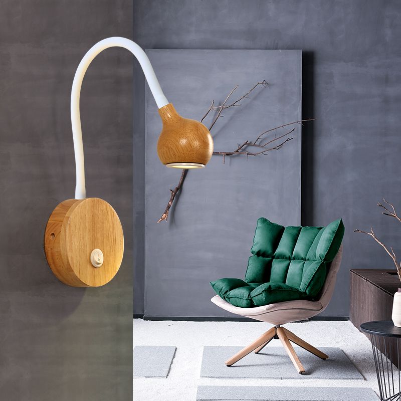 Holz moderne 1-Licht-Wandleuchte bewaffnetes Lesung Lampe für Schlafzimmer
