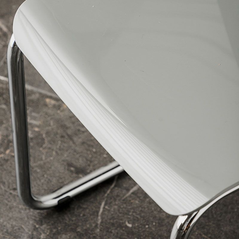 Contemporary Style Armless Chair Plastic Open Back Side Chair with Metal Base