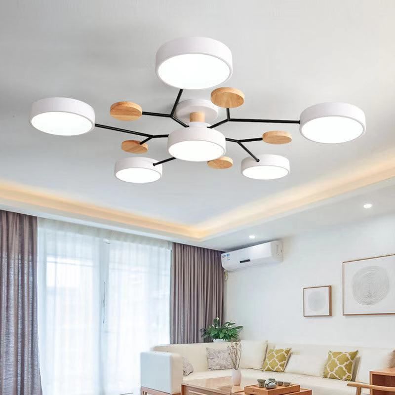 Macaron Molecular LED Ceiling Fixture Metal Living Room Semi Flush Mount Light