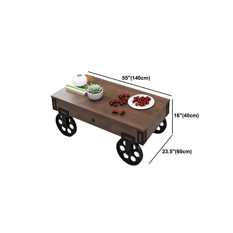 Modern Abstract Wooden Coffee Table Rectangular Top Shape Cocktail Table