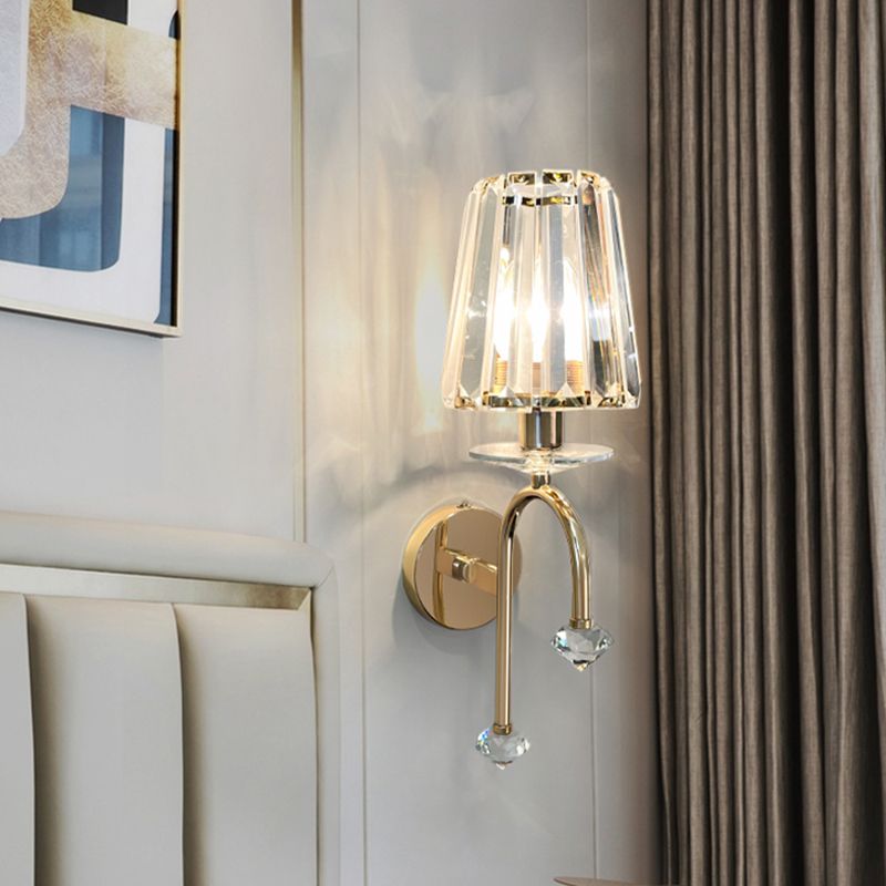 Geometric Shape Crystal Wall Sconces Modern 1 Light Wall Mount Light Fixture in Gold