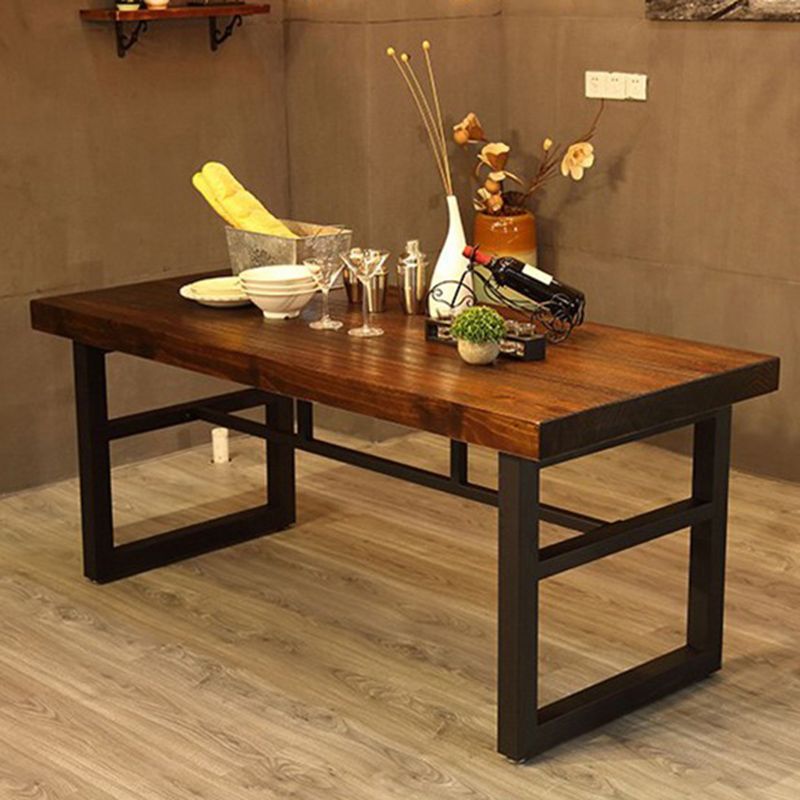 Industrial 1/2/3/4/5 Pieces Furniture Solid Wood Rectangle Dining Chairs Set in Brown