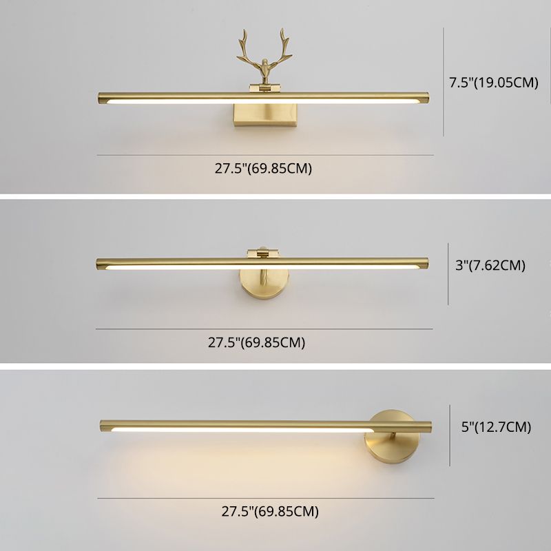 Mid-Century Luxury Style Linear Wall Mounted Vanity Lights Metal Vanity Lighting Fixtures for Bathroom