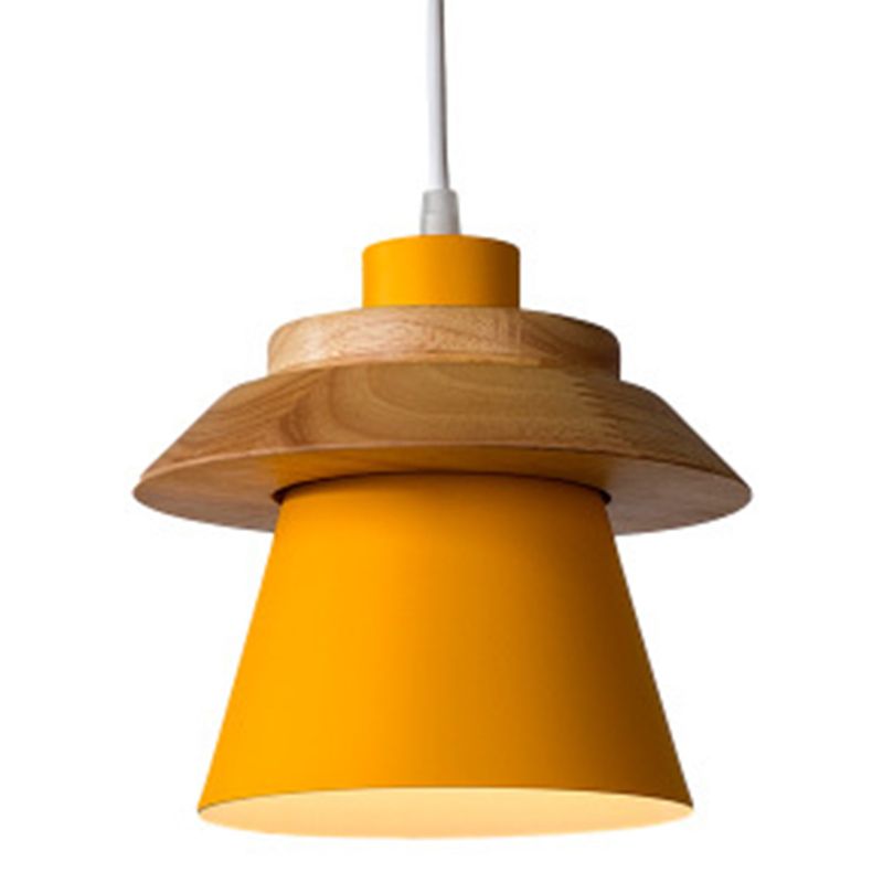 Lampe suspendue de macaron géométrique à pendentif unique nordique moderne avec ombre en fer