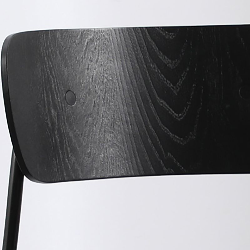 Industrial Armless Kitchen Chair Wooden Open Back Side Chair with Metal Base