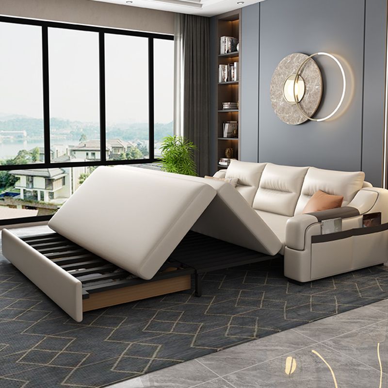 Contemporary Foldable Futon Sleeper White Futon Sleeper Sofa with Storage