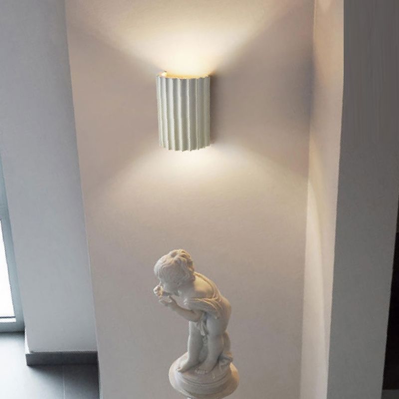 Modern Style Half Cylinder Wall Light Resin 2 Light Sconces for Bedroom
