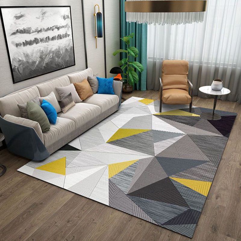 Blue Contemporary Indoor Rug Polyester Geometric Carpet Anti-Split Backing for Indoor Carpet