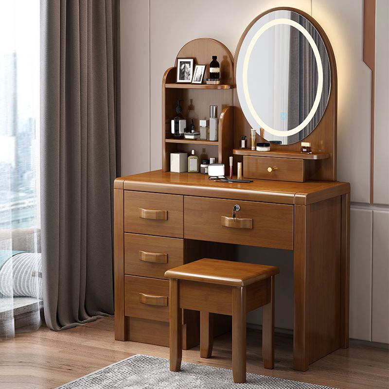 Drawers Included Standing Modern Lighted Mirror Vanity Dressing Table Set