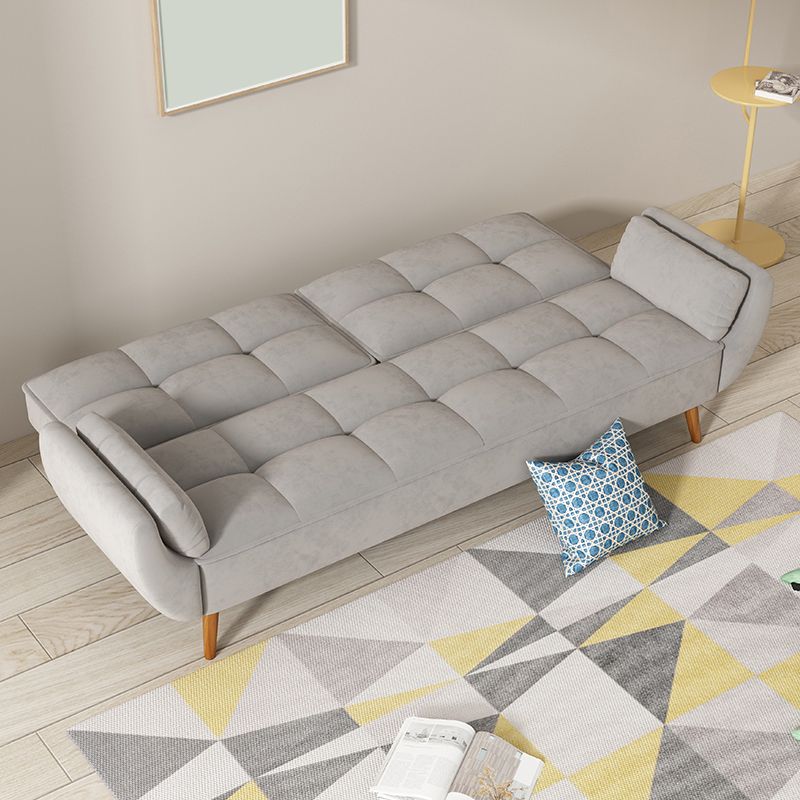 Contemporary Faux Leather and Velvet Reclining Convertible Settee Couch