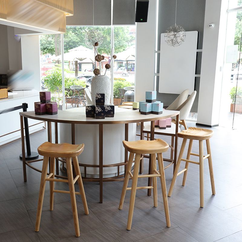 Taburete de bar de madera maciza de estilo moderno con reposapiés, taburete de bar simple para sala de estar, 30 pulgadas
