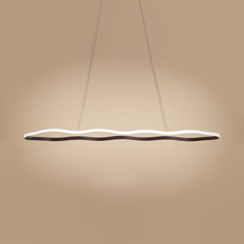 Wave Hanging Ceiling Light Modern Acrylic Coffee 23.5"/36.5"/47" Wide LED Suspension Light in Warm/White Light