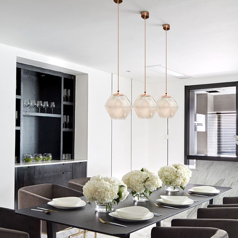 Geometric Hanging Light Nordic Glass Pendent Lighting Fixture for Sitting Room