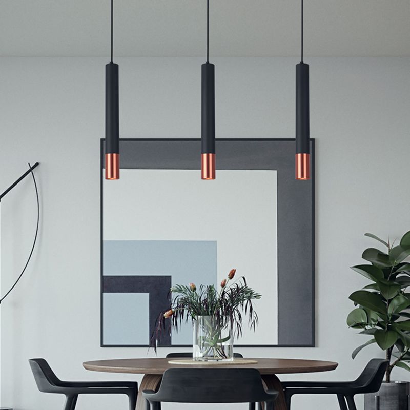 Style moderne linéaire suspendu metal métallique 1 lumière suspendue légère pour le salon