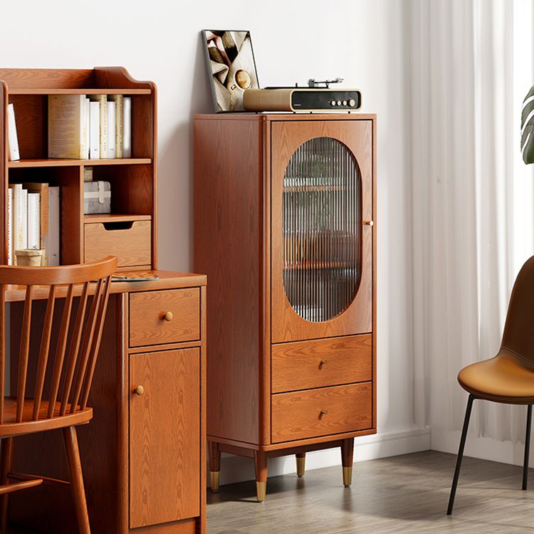 Modern Two Drawer Accent Cabinet Rectangular Wooden and Glass 1-Door Cabinet