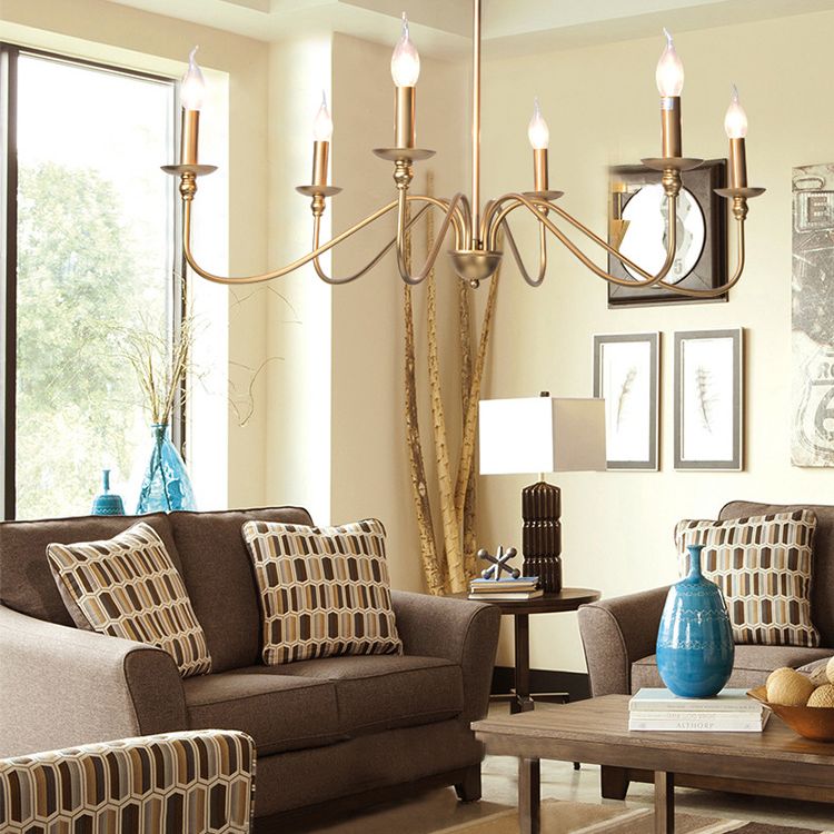 Chandelle suspendue à la bougie Light Light Traditional Swooping Bras Plafond Chandelier pour le salon