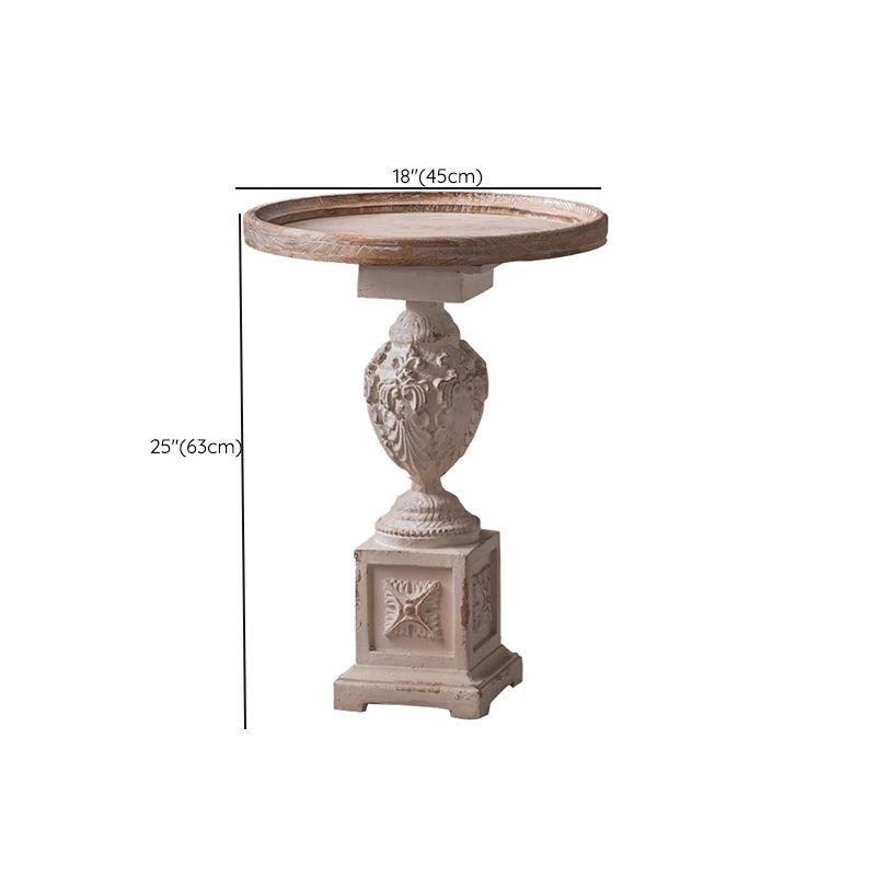 Pedestal Distressed Round Sofa Side Accent Table Rustic Side End Table in White
