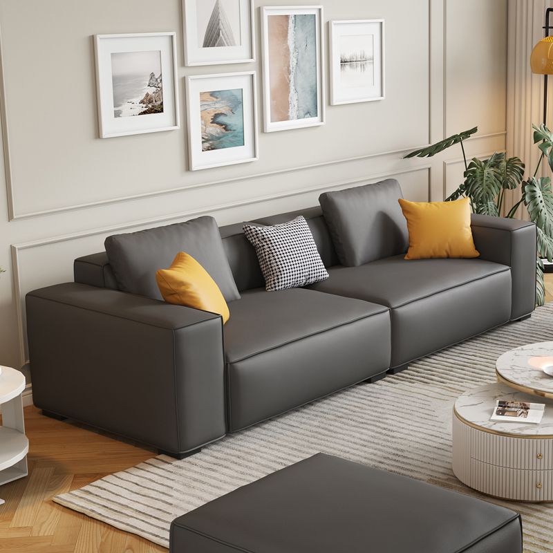 Contemporary 25.59" H Faux Leather Square Arm Sofa for Living Room