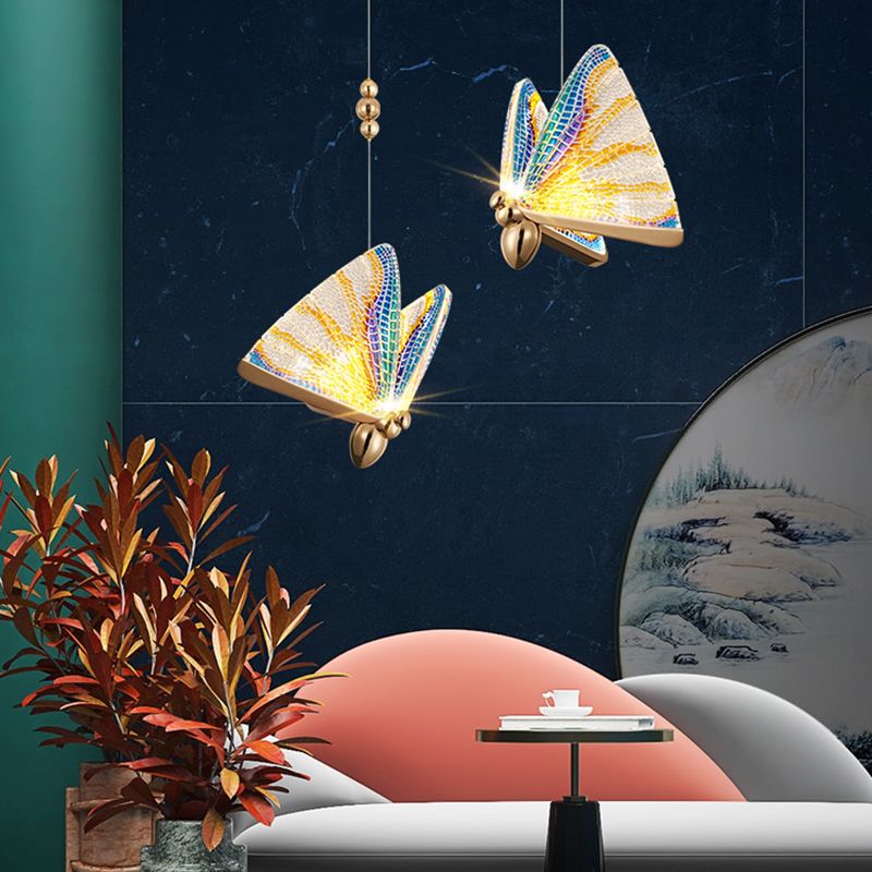 Moderne LED Hängende Licht mit Acrylbutterfly -Schatten -Anhänger Licht für Schlafzimmer
