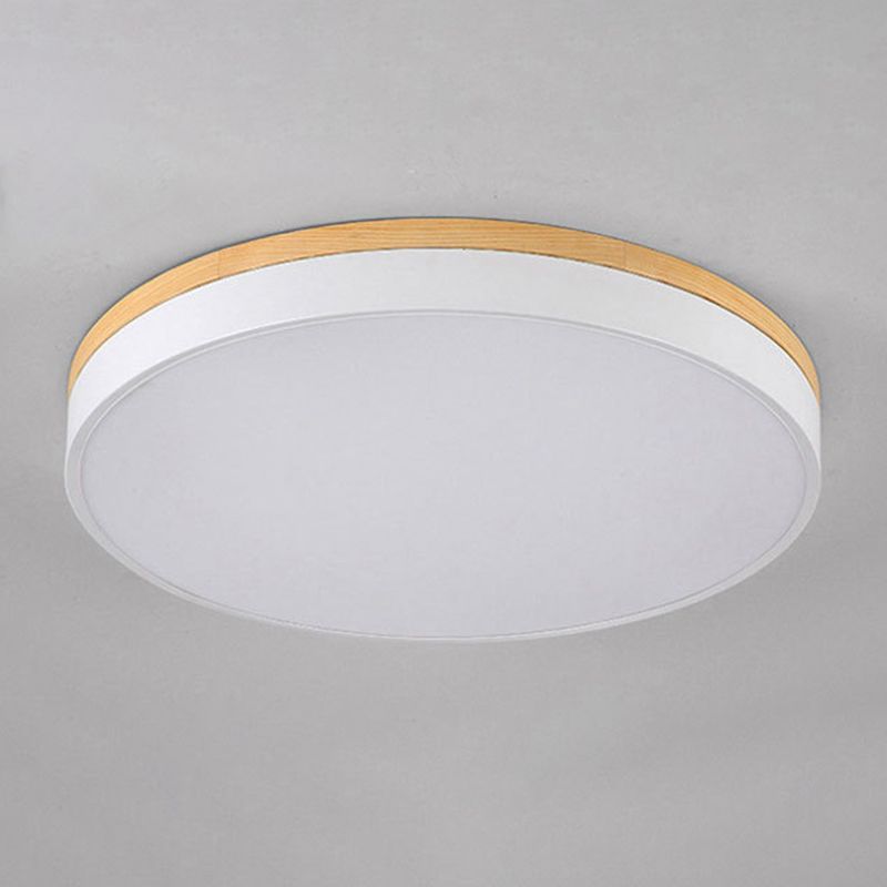 Modern Ceiling Lamp Wooden LED Ceiling Mount Light with Acrylic Shade for Bedroom