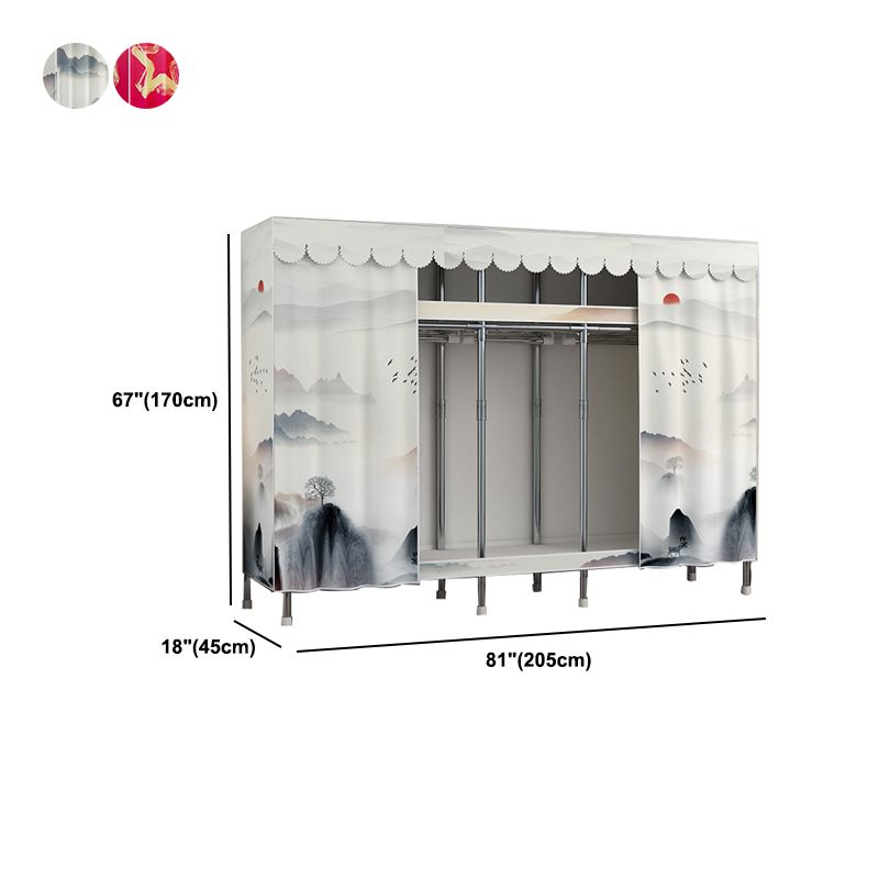 Modern Style Metal Wardrobe 2-Teir Bedroom Wardrobe Closet with Legs