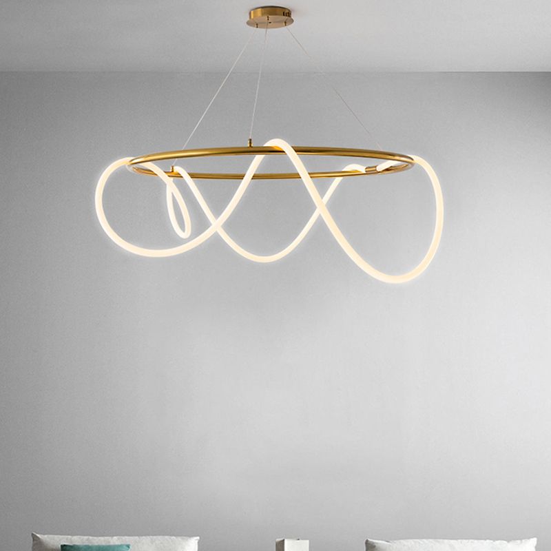 Simple Style Chandelier Gold Led Hanging Light for Bedroom Dining Room
