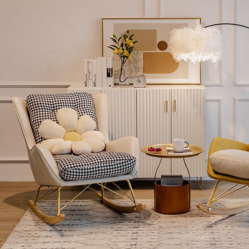 Modern Upholstered Rocker Chair Metal Frame Friction Resistant Rocker Chair for Home