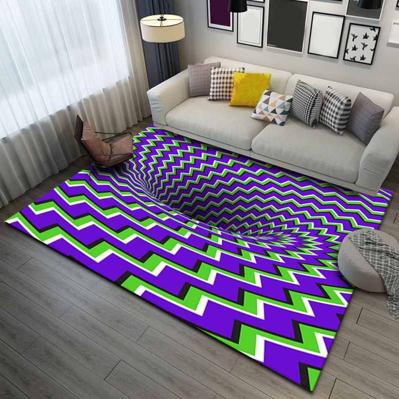 Modern Purple Rug Polyester 3D Geometric Rug Stain Rrsistant Rug for Living Room
