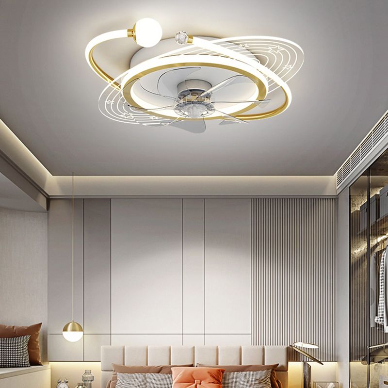 Modern Style Geometry Ceiling Fan Lamps Metal Ceiling Fan Lighting for Bedroom