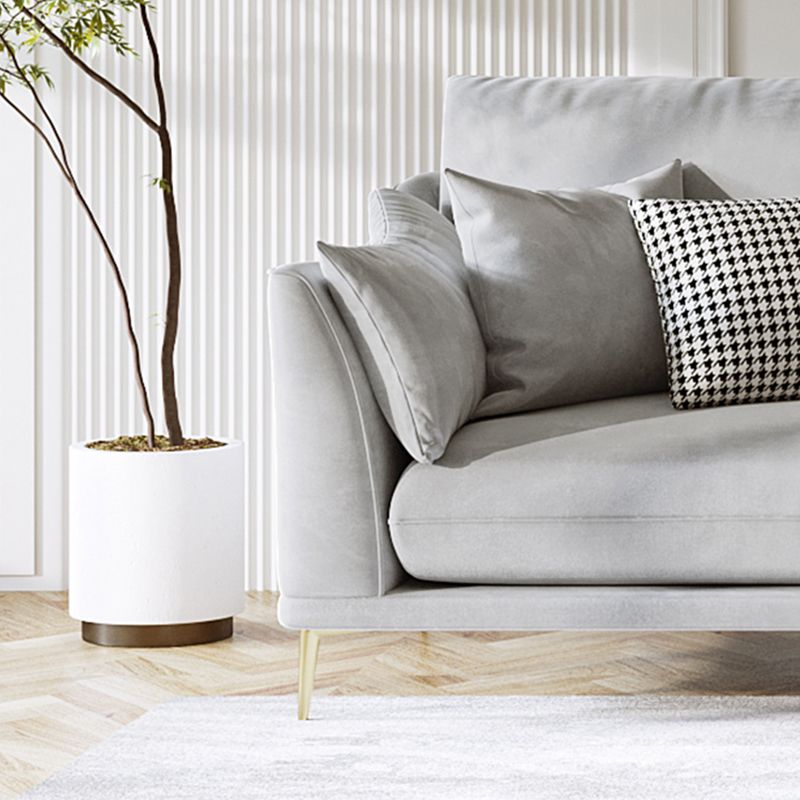 with Pillows Contemporary Sloped Arm Standard Settee Couch in Grey