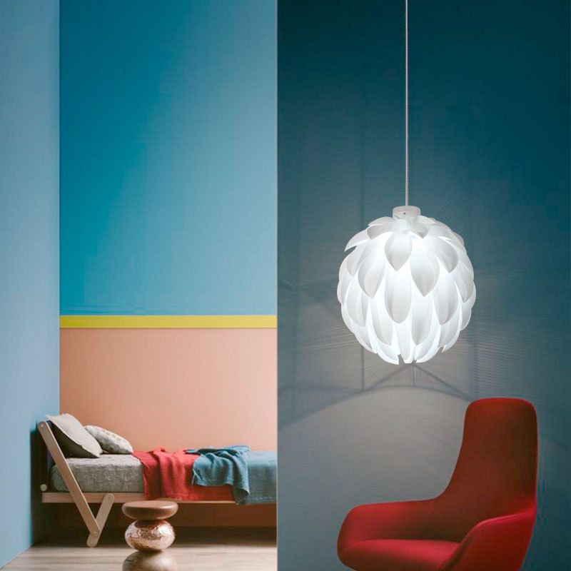 White Pinecone Shade Pendant Light  Nordic Modern 1 Light PVC Living Room Hanging Lamp