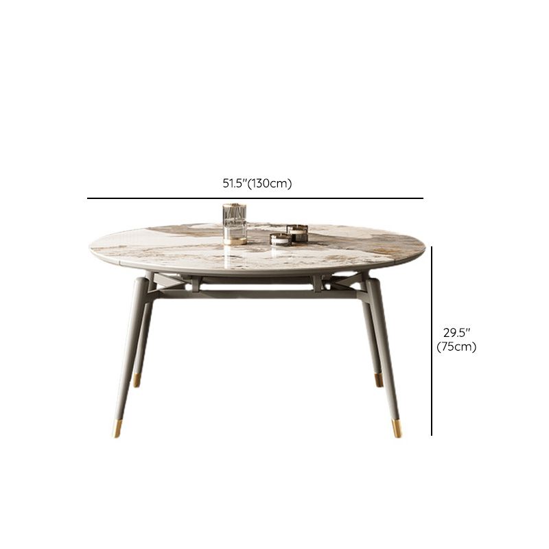 Modern Round Dining Table Sintered Stone Table with Wood Legs for Home Use