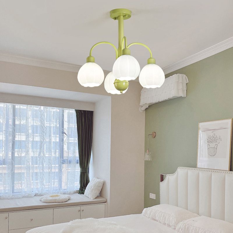 Nordic Glass Ceiling Light Green Flush Mount Lighting Fixture for Bedroom