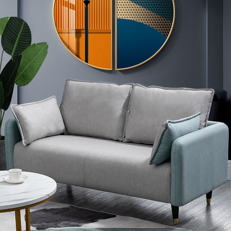 Solid Wood Loveseat Sofa Square Arm Living Room Settee with Pillows