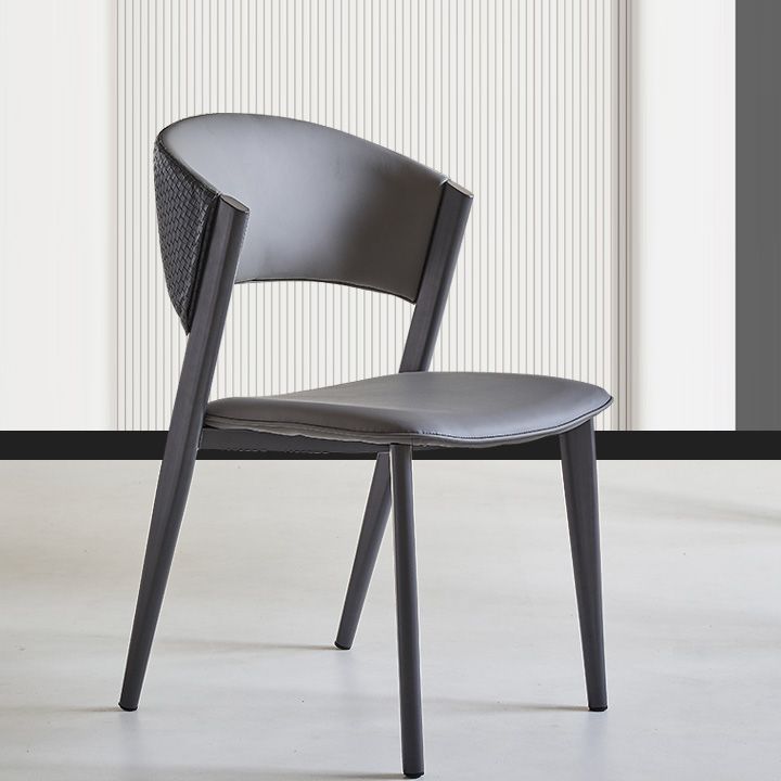 Industrial Armless Kitchen Dining Side Chair Faux Leather Side Chair