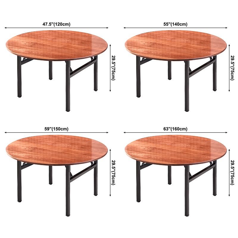 Simplicity Home Solid Wood Dining Table Round Shape Dining Table with Metallic Base