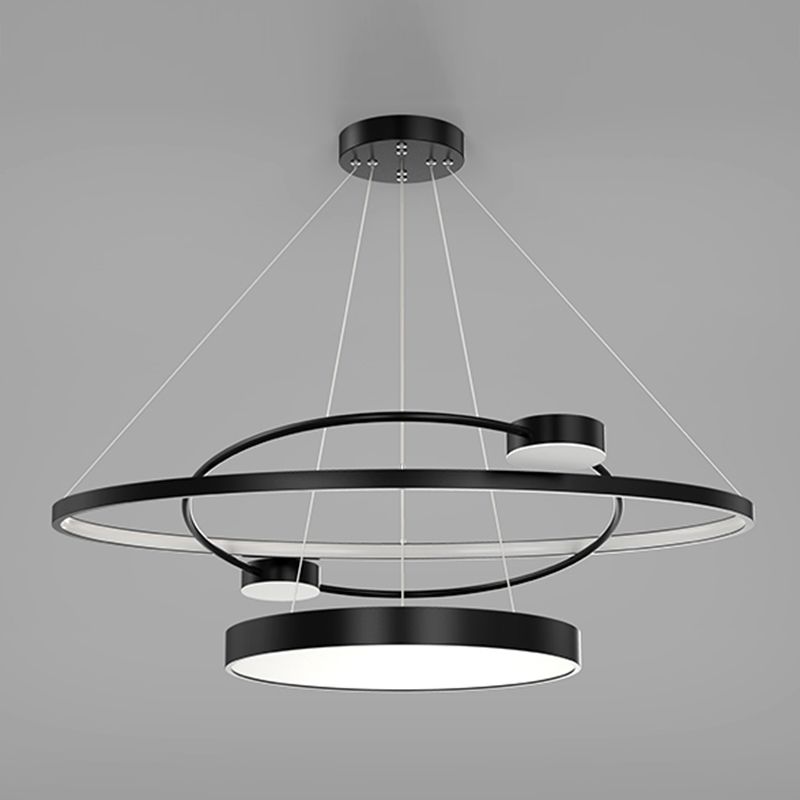 Posto de lámpara LED LED de capas de metal de araña de círculo nórdico para restaurante