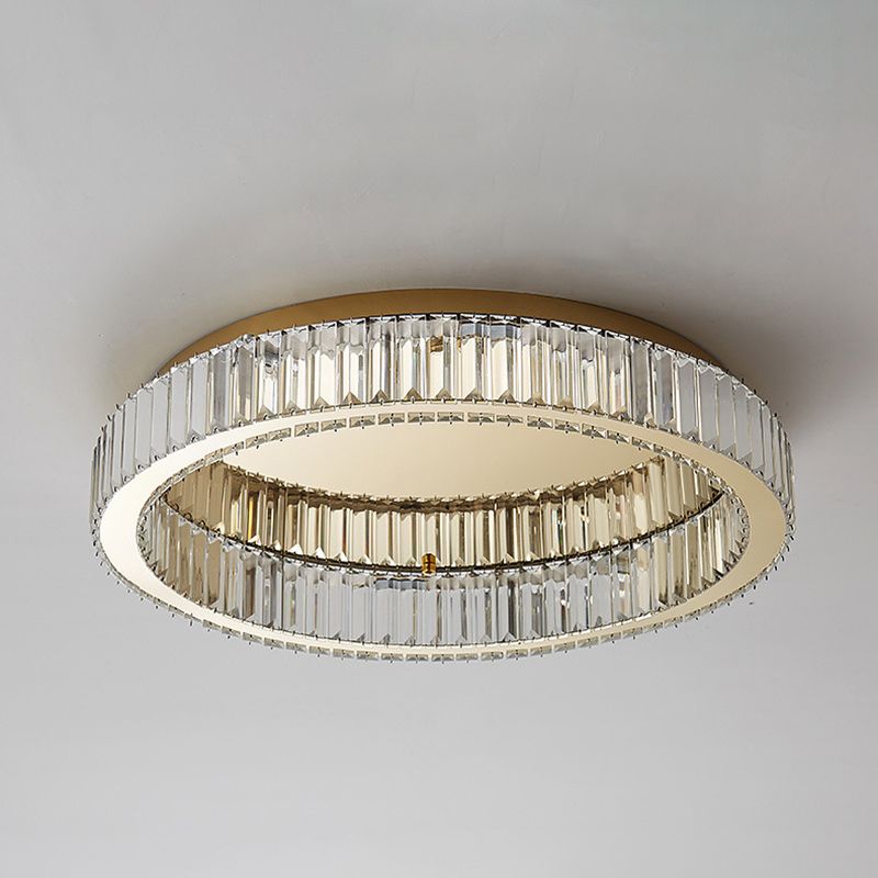 Modern Fashionable LED Ceiling Fixture Stainless-Steel Flush Mount with Crystal Shade