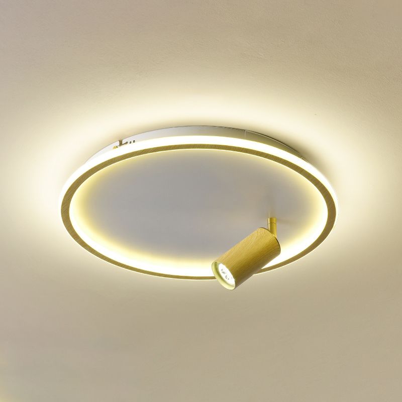 1 Spotlight Minimalism Circle Flush Mount Ceiling Light Aluminum Bedroom Flush Light