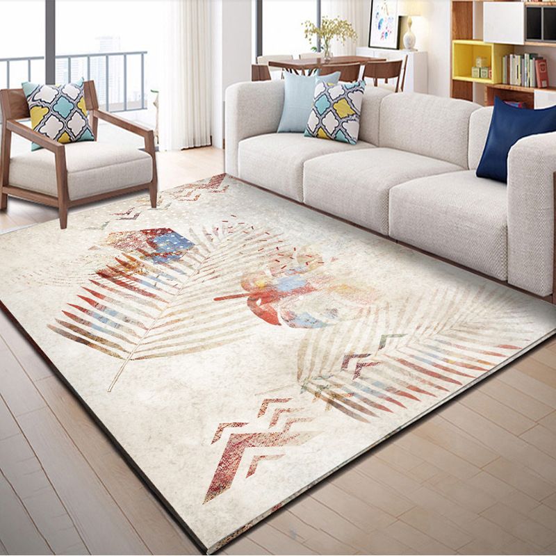 Multi Color Home Rug Contemporary Floral Rug Synthetics Stain Resistant Non-Slip Backing Washable Area Carpet