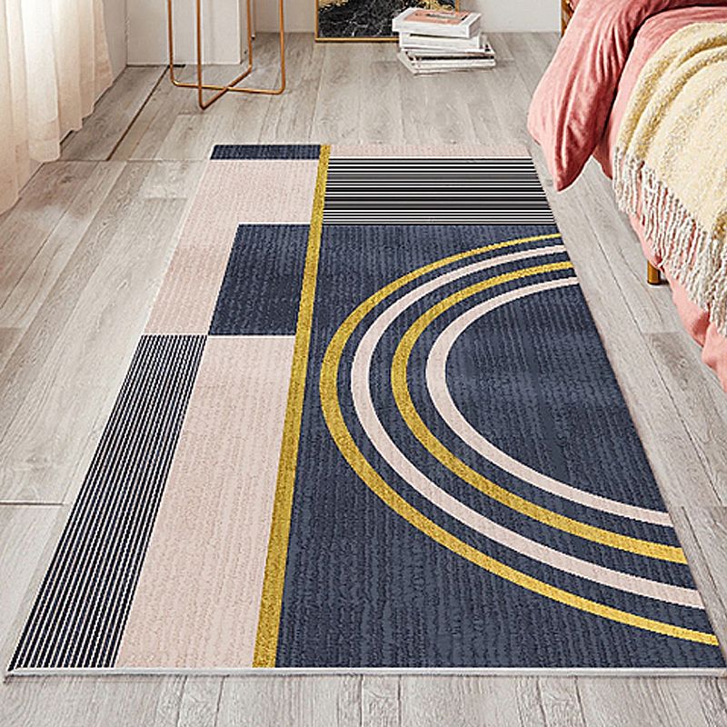 Stylish Modernist Rug Multicolor Striped Pat term Rug Washable Pet Friendly Non-Slip Carpet for Bedroom