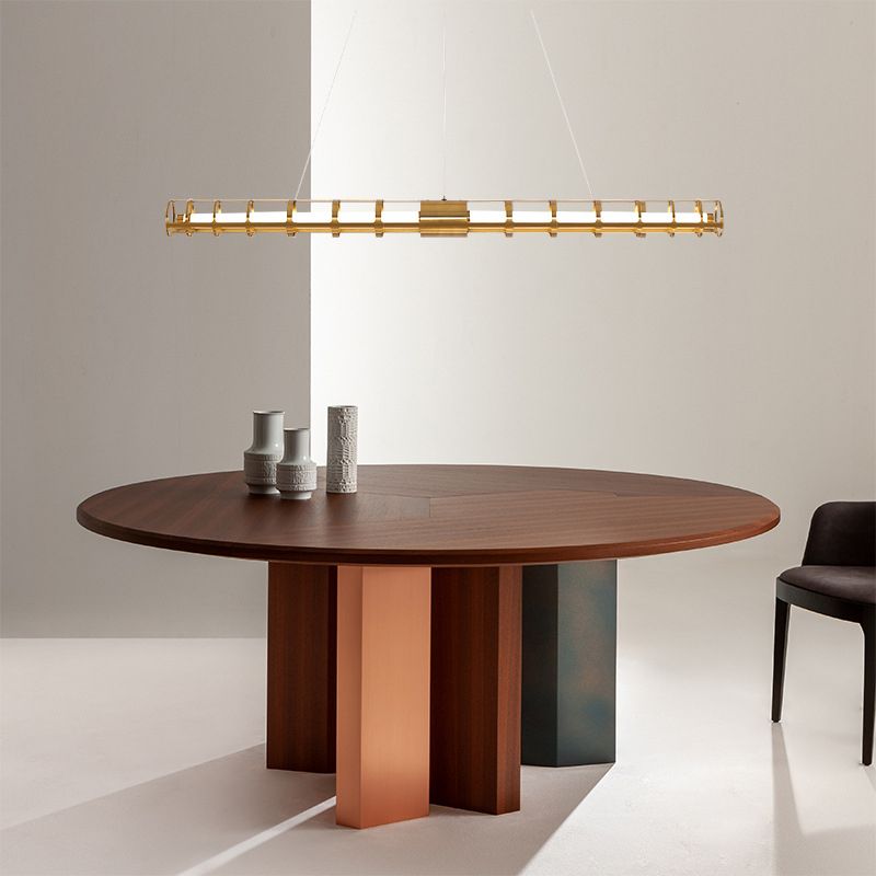Modern Style Linear Shape Island Pendants Metal Pendant Lights in Gold for Dining Room