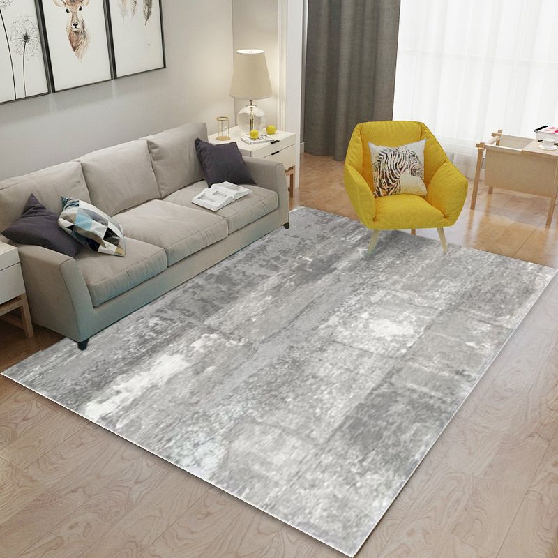 Grey Simple Rug Polyester Graphic Indoor Rug Stain Resistant Rug for Drawing Room