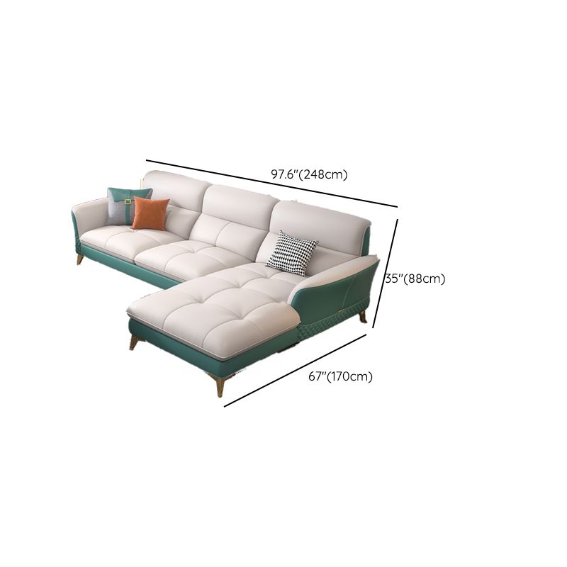 34.64 " H Genuine Leather Flared Arm Sofa & Chaise for Living Room