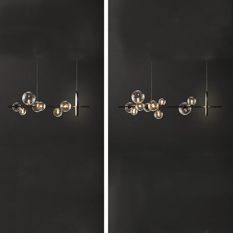 Modern Simple Chandelier Linear Clear Glass Island Chandelier Lights for Dining Room
