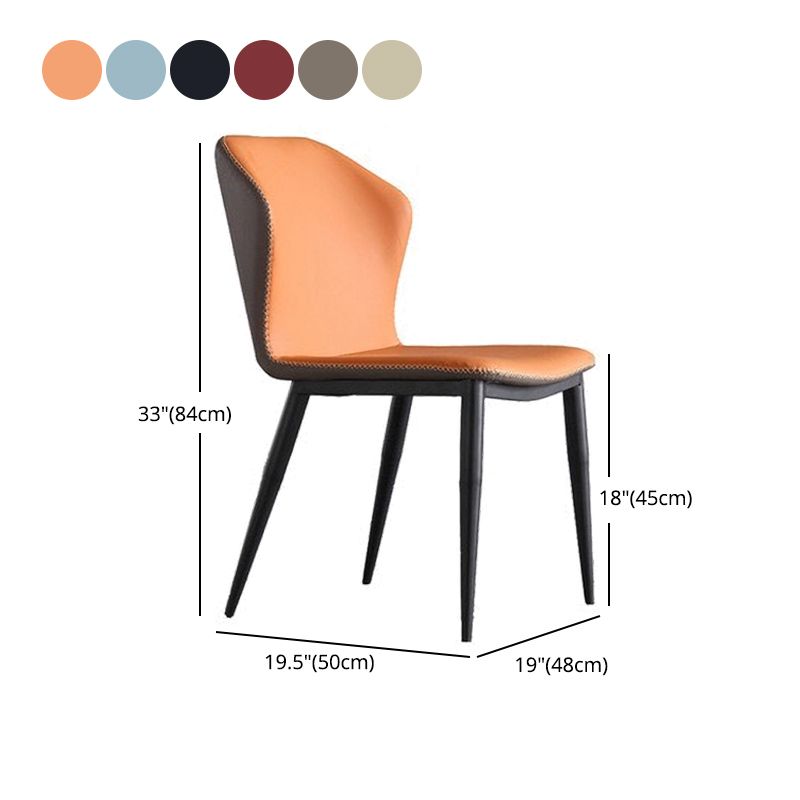 Silla de comedor sin brazos Wingback de diseño industrial Sillas de comedor de piel sintética
