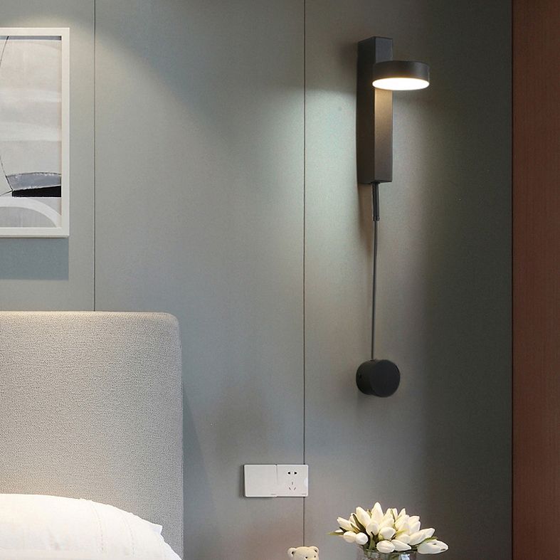 Post-modern Style Metal LED Sconce Light Rotatable Design Simplicity Bedside Wall Mount Lamp with Rotary Dimmer Switch