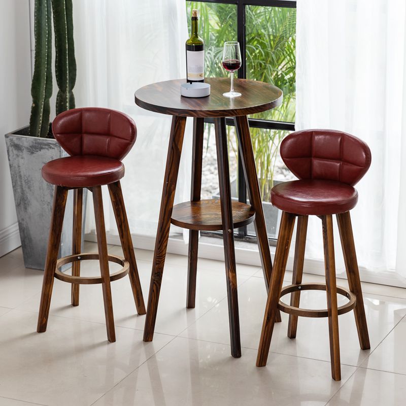 Contemporary Solid Wood Barstool Indoor Bar Stool with Footrest and Cushion