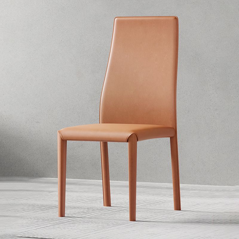 Contemporary Side Chair with High Back Faux Leather Dining Chair for Home
