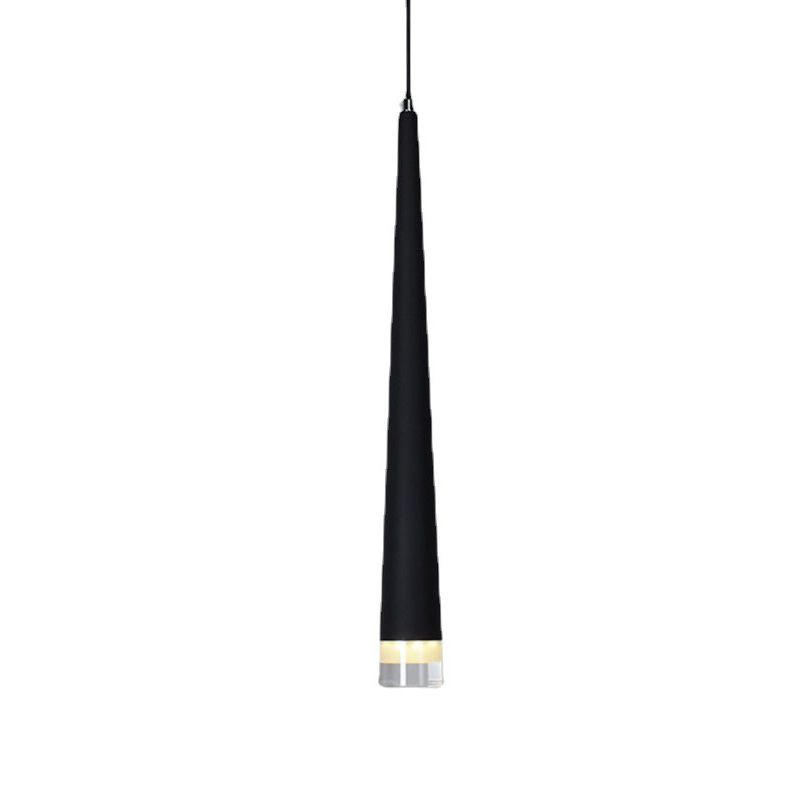 Crystal Conical LED Pendant Light in Modern Luxury Style Aluminium Indoor Hanging Light in Black
